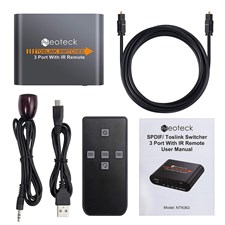 Neoteck 3x1 SPDIF Toslink Switch Box With IR Remote Control