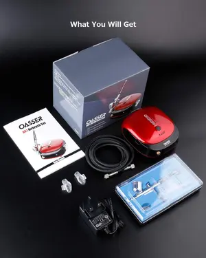 Oasser Airbrush Set Compressor Dual Action 3 Modes Rechargeable 1000 mAh Battery 0.3 mm Nozzle 7CC Cup Airbrush Gun