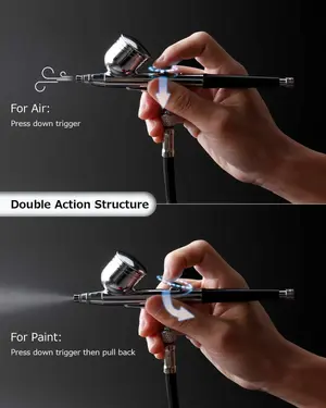 Oasser Airbrush Set Compressor Dual Action 3 Modes Rechargeable 1000 mAh Battery 0.3 mm Nozzle 7CC Cup Airbrush Gun