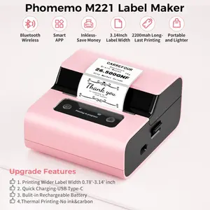 Phomemo Thermal Label Printer Portable Bluetooth Thermal Inkless Printer M221 