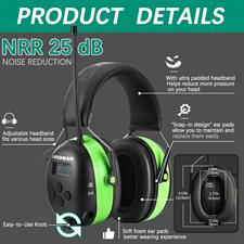 PROHEAR Noise Reduction Safety Earmuffs 5.1 Bluetooth Hearing Protection AM FM Radio Headphones with Rechargeable Battery