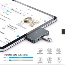 RREAKA  4-in-1 Adapter for iPad Pro 2018 /2020/11/12.9 with Aux 3.5mm Headphone Data Jack with Audio Volume Control,4K HDMI,USB 3.0, SD,USB C PD Charging Dongle