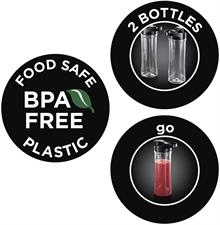 Russell Hobbs Mix&Go Steel Blender/Stand Mixer Smoothie Maker including 2 drinking bottles 600 ml