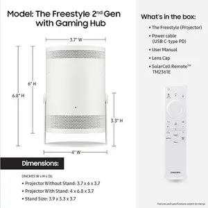 Samsung The Freestyle Smart Portable Projector 2nd Gen with Gaming Hub FHD HDR 30” 100”