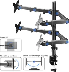 Suptek Quad Monitor Arm For 13"-27" Screens | Monitor Mount Clamp Tilt Swivel Rotation(80cm Pole) MD6884