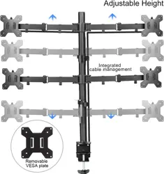 Suptek Quad Monitor Arm For 13"-27" Screens | Monitor Mount Clamp Tilt Swivel Rotation(80cm Pole) MD6884