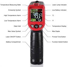 TASI Infrared Thermometer, TA601C Non-Contact Digital Laser Thermometer InfraredGun Range LCD Backlit