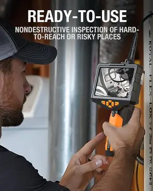Teslong Dual Lens Inspection Camera with Light Digital Industrial Borescope Video Endoscope 5" IPS Screen 1080p (10ft)