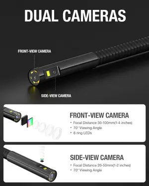 Teslong Dual Lens Inspection Camera with Light Digital Industrial Borescope Video Endoscope 5" IPS Screen 1080p (10ft)
