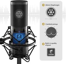 TONOR USB Condenser Microphone Recording for Desktop and Laptop MAC Windows Cardioid Microphone for Recording Studio Conversation YouTube Voice Over