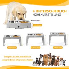 Toozey Pet Feeder Stainless Steel Bowl 4 Adjustable Height Non-Slip Dog Feeder No Spill Dog Water Bowl