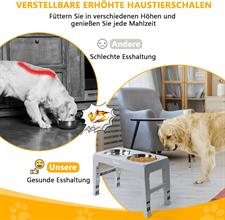 Toozey Pet Feeder Stainless Steel Bowl 4 Adjustable Height Non-Slip Dog Feeder No Spill Dog Water Bowl
