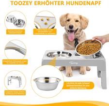 Toozey Pet Feeder Stainless Steel Bowl 4 Adjustable Height Non-Slip Dog Feeder No Spill Dog Water Bowl