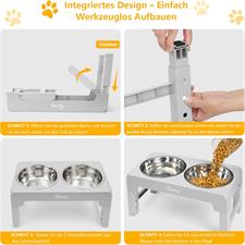 Toozey Pet Feeder Stainless Steel Bowl 4 Adjustable Height Non-Slip Dog Feeder No Spill Dog Water Bowl