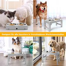 Toozey Pet Feeder Stainless Steel Bowl 4 Adjustable Height Non-Slip Dog Feeder No Spill Dog Water Bowl