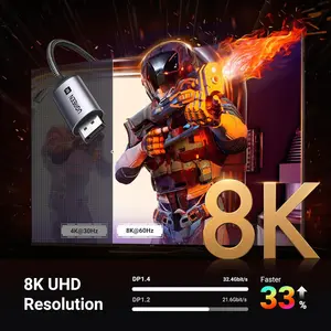 UGREEN Unidirectional USB C to DisplayPort Cable 8K@60Hz 4K@240Hz 3.3FT Thunderbolt 4/3 Compatible iPhone 17, MacBook Pro/Air, iPad, Mac Mini, Galaxy, XPS