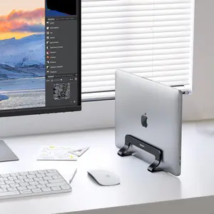 UGREEN Vertical Laptop Stand Holder for Desk Compatible with MacBook Pro, MacBook Air Stand Vertical Aluminum Adjustable for Up to 17.3 Inch