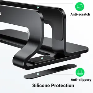 UGREEN Vertical Laptop Stand Holder for Desk Compatible with MacBook Pro, MacBook Air Stand Vertical Aluminum Adjustable for Up to 17.3 Inch