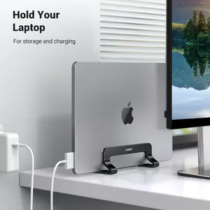 UGREEN Vertical Laptop Stand Holder for Desk Compatible with MacBook Pro, MacBook Air Stand Vertical Aluminum Adjustable for Up to 17.3 Inch