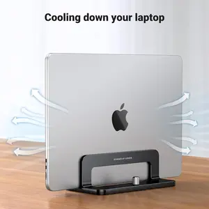 UGREEN Vertical Laptop Stand Holder for Desk Compatible with MacBook Pro, MacBook Air Stand Vertical Aluminum Adjustable for Up to 17.3 Inch