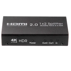 HDMI UHD 4K 60Hz 2.0 Repeater Amplifier Splitter Box Hub HDR 1080P 1x2 1In 2Out