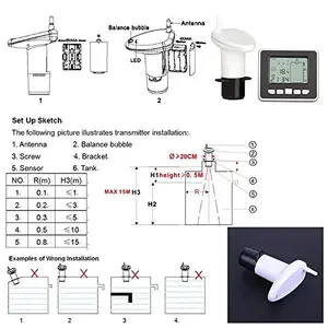 Wireless Ultrasonic Water Tank Liquid Level Meter With Temperature Sensor FT002 