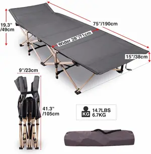Wuqibao Foldable Camping Bed Lightweight 6.2x2.3 Feet