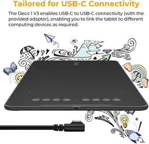XPPen Deco 01 V3 10x6 Drawing Tablet 16K Battery-Free Stylus 