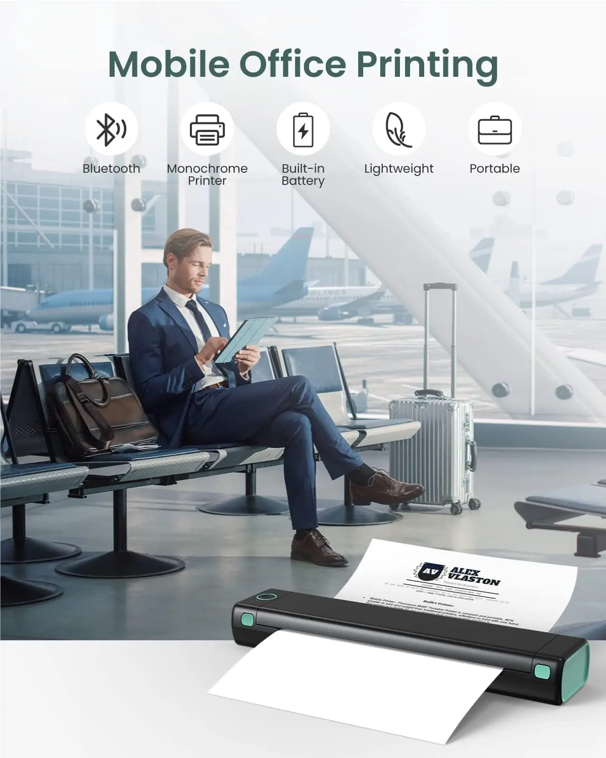 Phomemo Portable Thermal A4 Printer Wireless M08F-Letter Bluetooth Mobile Printer