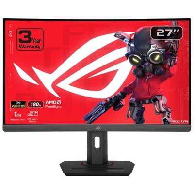 ASUS ROG Strix  27 inch� 1440P HDR400 USB-C Curved Gaming Monitor (XG27WCS) - QHD (2560 x 1440), 180Hz, 1ms, Fast VA, 125% sRGB, DCI-P3 95%, ELMB Sync, FreeSync, DisplayWidget, Tripod Socket