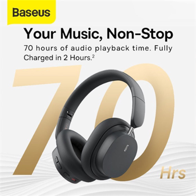Baseus Bowie D05 Bluetooth Headphone, Stereo Headset, 70 hours battery time, Wireles Bluetooth 5.3, 3D Immersive Spatial Audio, Foldable design, Wireless and wired connection, 