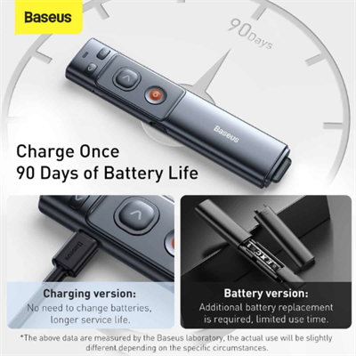 Baseus Orange Dot Wireless Presenter, Presentation Remote, Green Laser, 200m range, USB Charging, USB C and USB A