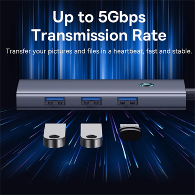 Baseus UltraJoy 7 in 1 USB C Hub, 4K HDMI, 3.5mm Audio Jack, TF and SSD Card, 5Gbps USB 3.0, 100w PD Port, Screen off Button