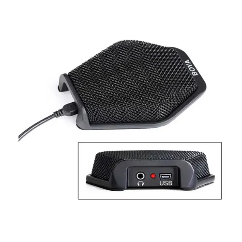 Boya BY-MC2 USB Conference Microphone with Cardioid Polar Pattern, 5m (16ft) Pickup Range, Built-in Headphone Jack for Monitoring, and Durable Aluminum Alloy Casing