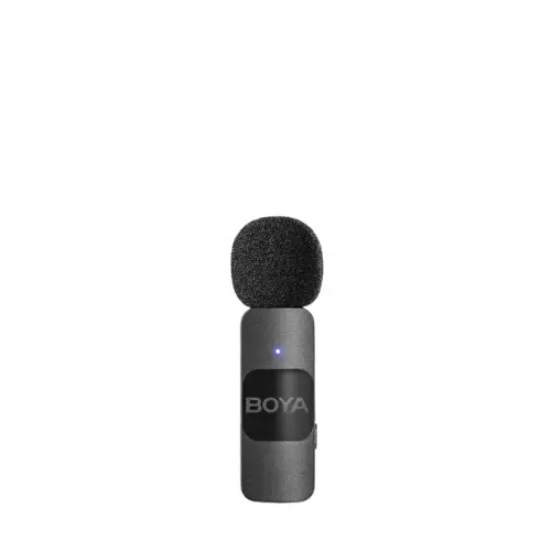 Boya BY-V2 Ultracompact 2-Person Wireless Microphone System for iOS Devices with 2.4GHz Connectivity, Dual Omnidirectional Mics, Selectable Noise Cancellation, and 50m Operating Range