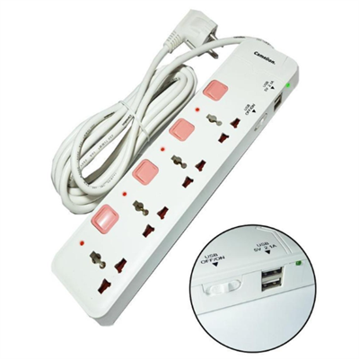 Camelion CMS-241 4x 3 Pin universal Socket Outlets with indivual Buttons, Power Extension with 3 meter cord