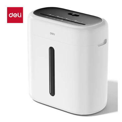 Deli ET001 Shredder for office, 6 sheet shredder with 15 ltr bin capacity, cross cut shredder for plastic, pins and paper