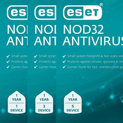 Eset Nod32 Antivirus for Windows and Mac OS - Retail Box - 1, 3 and 5 user - 1 year