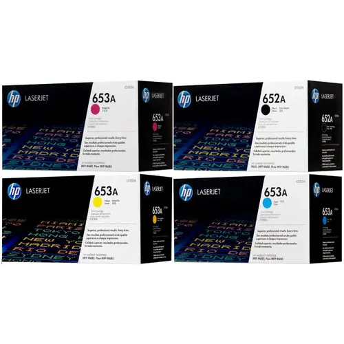 HP 652A Black, 653A Color Toners Set, Black, Cyan, Magenta, Yellow, CF320A, CF321A, CF322A, CF323A