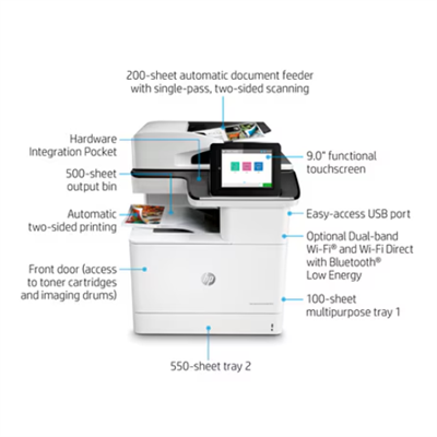 HP Color LaserJet Enterprise MFP M776dn, Print, Scan, Copy, Digital send, ADF, Auto duplex