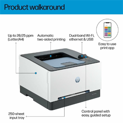 HP Color LaserJet Pro 3203dw Printer, Color Printer, Duplex double side printing, wireless printing