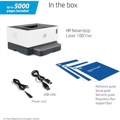 HP Neverstop 1000a Premium Laser Printer, 80% Savings on Genuine Cartridge, Self Reloadable with 5X Inbox Yield, Smart Tasks Smart App, Low Emission Clean Air Quality