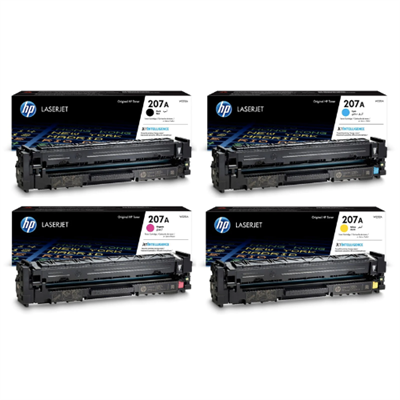HP Original 207A Complete Color Toner Set - Black W2210A, Cyan W2211A, Magenta W2212A, Yellow, W2213A