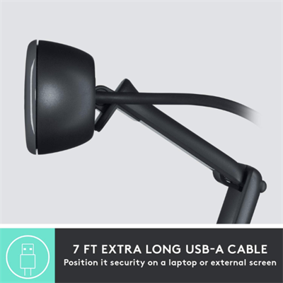 Logitech C505 HD Webcam with 720p/30fps, Long-Range Microphone, Auto Light Correction, and 2m Extra-Long USB Cable
