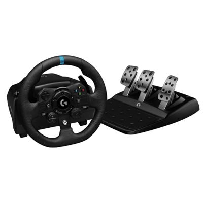 Logitech G923 TRUEFORCE Sim Racing Wheel and Pedals with Progressive Brake Pedal, Dual-Clutch Launch Control, and On-Wheel Game Controls