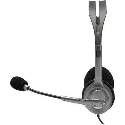 Logitech H110 Wired Stereo Headset with Noise-Cancelling Microphone, Rotating Boom, and Dual 3.5mm Audio Jacks