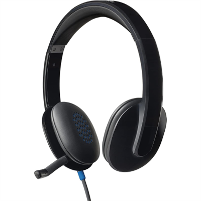Logitech H540 USB Computer Headset With HD sound and on-ear controls, Noise Cancelling Mic