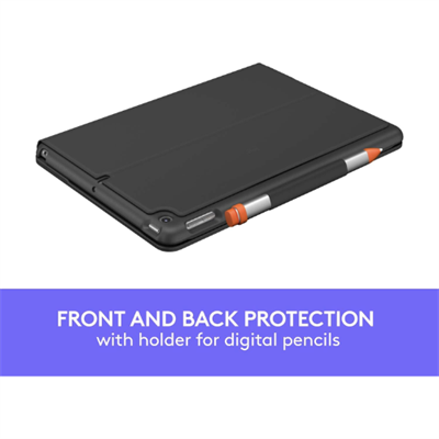 Logitech Slim Folio Keyboard Case for iPad (7th, 8th & 9th Gen) with Integrated Wireless Keyboard, iPadOS Shortcuts, and Pencil Holder (Graphite)