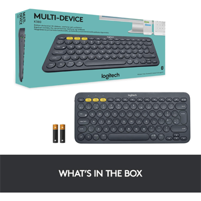 Logitech K380 Bluetooth Multi-Device Keyboard with Easy-Switch, 24-Month Battery Life, Compact Design, and Cross-Platform Compatibility