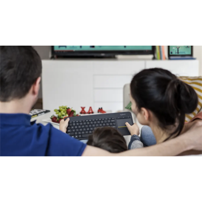 Logitech K400 Plus Wireless Touch Keyboard with Integrated Touchpad, 10m Wireless Range, 18-Month Battery Life, and Media Hotkeys